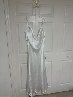 ASOS White Satin Cowl Slip Dress
